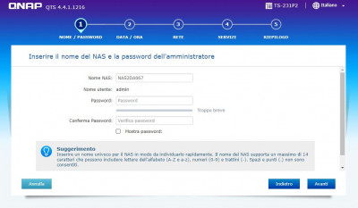 Nuovamente la pagina iniziale