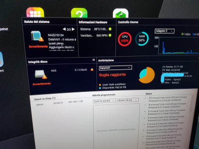 Schermate sul pannello di controllo del NAS